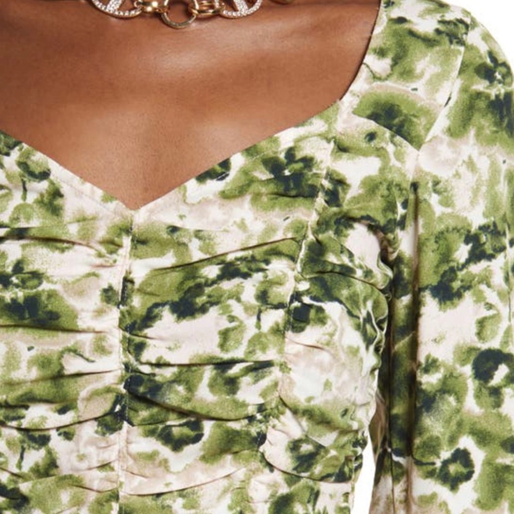 Open Edit RUCHED GREEN & WHITE CROP TOP size small NWT - Picture 5 of 10